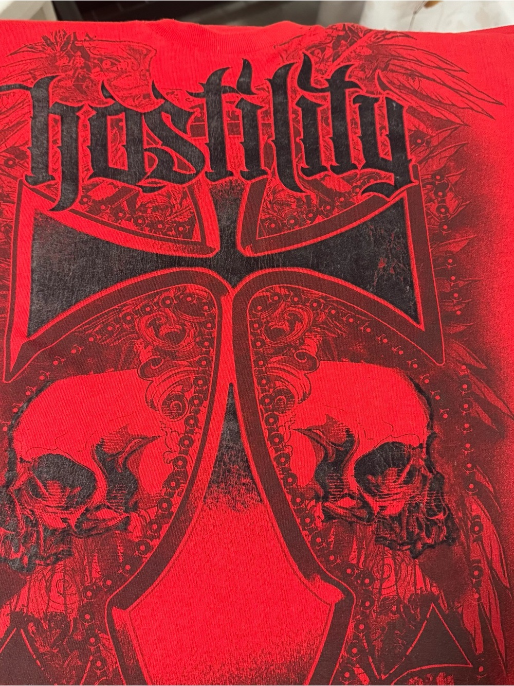 Chemistry “Hostility” Unisex XL Red Graphic Skulls Aesthetic Short Sleeve Tee - Picture 6 of 7